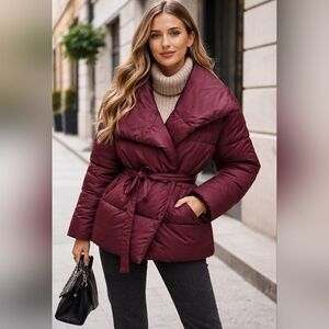 Avec Les Filles Deep Plum Puffer Jacket